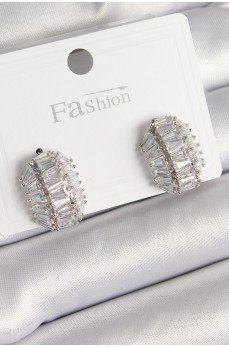 Pirinç Gümüş Renk Zirkon Taşlı Kaplumbağa Kabuğu Model Kadın Küpe Pirinç Gümüş Renk Zirkon Taşlı Kaplumbağa Kabuğu Model Kadın Küpe