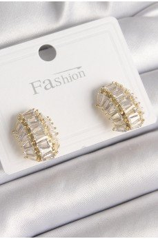 Pirinç Gold Renk Zirkon Taşlı Kaplumbağa Kabuğu Model Kadın Küpe