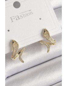 Pirinç Gold Renk Zirkon Taşlı Yılan Model Kadın Küpe