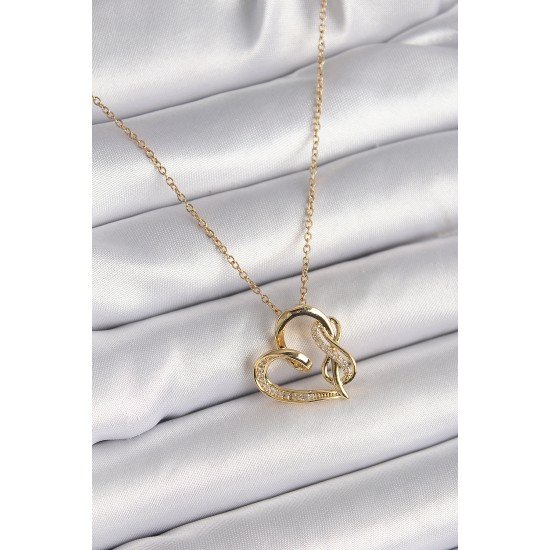 316L Çelik Gold Renk Zincir Zirkon Taş Detaylı Kalp Model Sonsuzluk Detay Kadın Kolye 316L Çelik Gold Renk Zincir Zirkon Taş Detaylı Kalp Model Sonsuzluk Detay Kadın Kolye