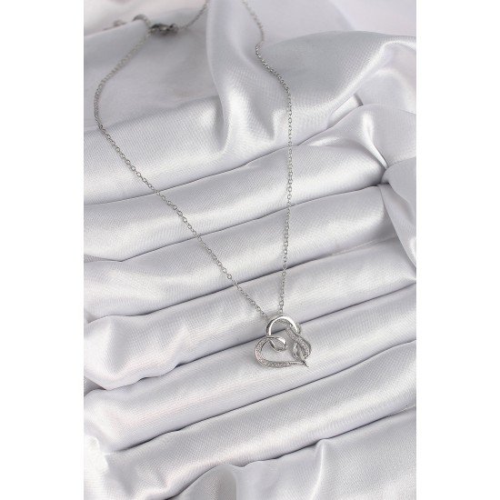 316L Çelik Gümüş Renk Zincir Zirkon Taş Detaylı Kalp Model Sonsuzluk Detay Kadın Kolye 316L Çelik Gümüş Renk Zincir Zirkon Taş Detaylı Kalp Model Sonsuzluk Detay Kadın Kolye