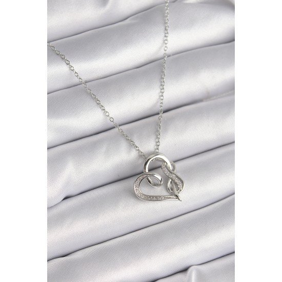 316L Çelik Gümüş Renk Zincir Zirkon Taş Detaylı Kalp Model Sonsuzluk Detay Kadın Kolye 316L Çelik Gümüş Renk Zincir Zirkon Taş Detaylı Kalp Model Sonsuzluk Detay Kadın Kolye