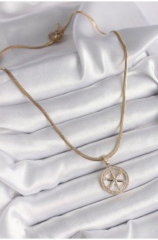 316L Çelik Gold Renk İtalyan Zincir Zirkon Taşlı Kutup Yıldız Model Kadın Kolye