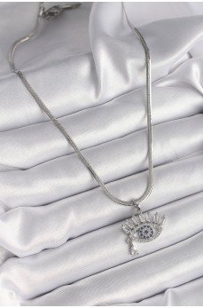 316L Çelik Gümüş Renk İtalyan Zincir Zirkon Taşlı Göz Model Kadın Kolye 316L Çelik Gümüş Renk İtalyan Zincir Zirkon Taşlı Göz Model Kadın Kolye