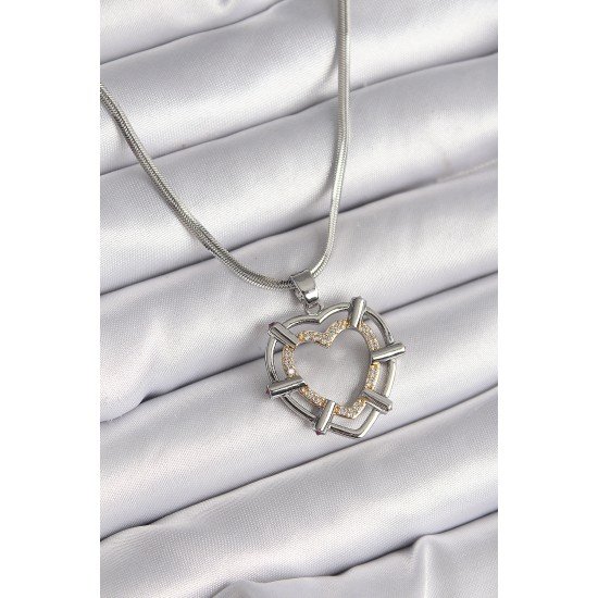 316L Çelik Gümüş Renk İtalyan Zincir Mix Renk Zirkon Taş Detay Kalp Model Kadın Kolye 316L Çelik Gümüş Renk İtalyan Zincir Mix Renk Zirkon Taş Detay Kalp Model Kadın Kolye