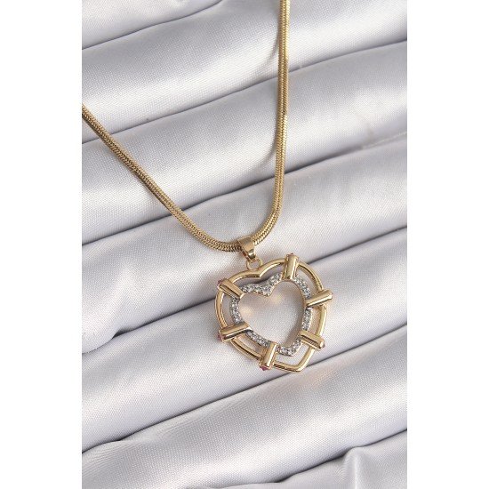 316L Çelik Gold Renk İtalyan Zincir Mix Renk Zirkon Taşlı Kalp Model Kadın Kolye 316L Çelik Gold Renk İtalyan Zincir Mix Renk Zirkon Taşlı Kalp Model Kadın Kolye