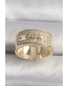 Pirinç Gold Renk Zirkon Taşlı Messika Model Ayarlanabilir Kadın Yüzük