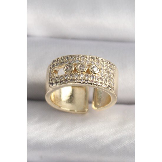 Pirinç Gold Renk Zirkon Taşlı Messika Model Ayarlanabilir Kadın Yüzük Pirinç Gold Renk Zirkon Taşlı Messika Model Ayarlanabilir Kadın Yüzük