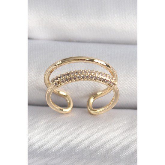 Pirinç Gold Renk Zirkon Taşlı Kadın Yüzük Pirinç Gold Renk Zirkon Taşlı Kadın Yüzük