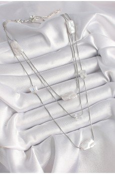 Pirinç Gümüş Renk Ezme İnci Model Çoklu Kadın Kolye