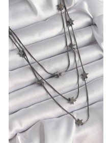 Pirinç Füme Renk 3'Lü Yıldız Model Kadın Kolye