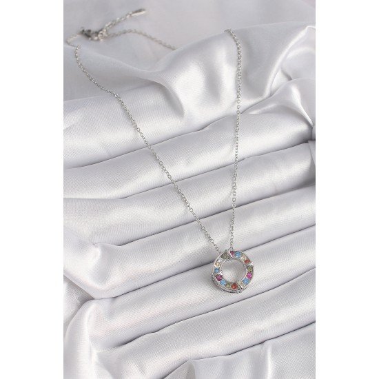 316L Çelik Gümüş Renk Zincir Renkli Zirkon Taşlı Xoxo Model Kadın Kolye 316L Çelik Gümüş Renk Zincir Renkli Zirkon Taşlı Xoxo Model Kadın Kolye