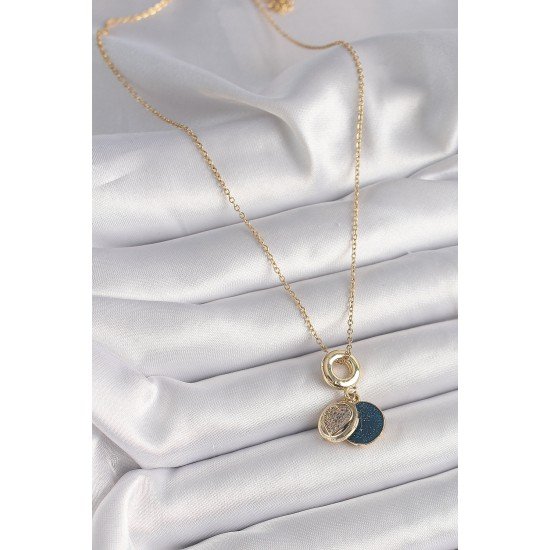 316L Çelik Gold Renk Zincir Zirkon Taşlı Kalp Model Mavi Simli Kadın Kolye 316L Çelik Gold Renk Zincir Zirkon Taşlı Kalp Model Mavi Simli Kadın Kolye