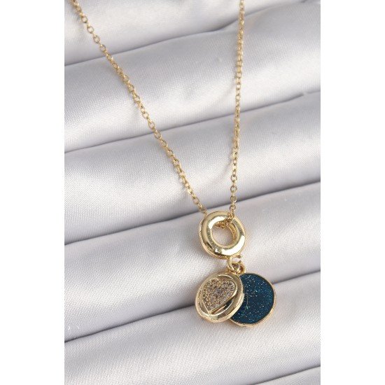 316L Çelik Gold Renk Zincir Zirkon Taşlı Kalp Model Mavi Simli Kadın Kolye 316L Çelik Gold Renk Zincir Zirkon Taşlı Kalp Model Mavi Simli Kadın Kolye