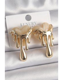 Pirinç Gold Renk Beyaz Sedefli Akan Kalp Model Kadın Küpe