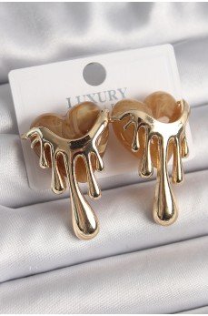 Pirinç Gold Renk Krem Sedefli Akan Kalp Model Kadın Küpe