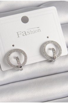 Pirinç Gümüş Renk Zirkon Taşlı Halka Model Kadın Küpe Pirinç Gümüş Renk Zirkon Taşlı Halka Model Kadın Küpe