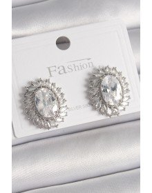 Pirinç Gümüş Renk Zirkon Taşlı Kadın Küpe