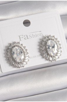 Pirinç Gümüş Renk Zirkon Taşlı Kadın Küpe