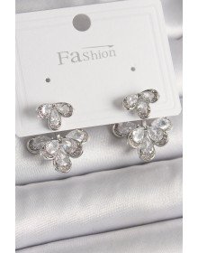 Pirinç Gümüş Renk Zirkon Taşlı Damla Model Kadın Küpe