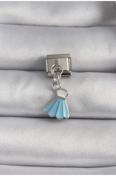 316L Çelik Gümüş Renk Mavi Renk Sallantı Elbise Model Nomination Charm