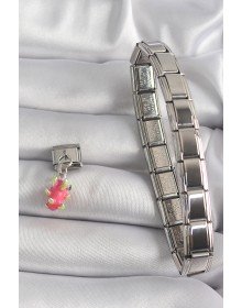 316L Çelik Gümüş Renk Sallantı Ejder Meyvesi Model Nomination Charm