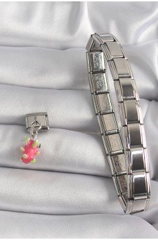 316L Çelik Gümüş Renk Sallantı Ejder Meyvesi Model Nomination Charm