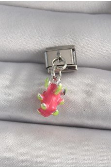 316L Çelik Gümüş Renk Sallantı Ejder Meyvesi Model Nomination Charm