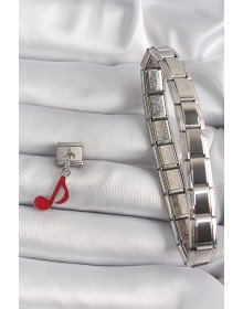 316L Çelik Gümüş Renk Kırmızı Nota Model Nomination Charm