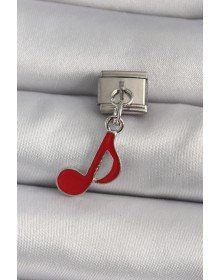 316L Çelik Gümüş Renk Kırmızı Nota Model Nomination Charm