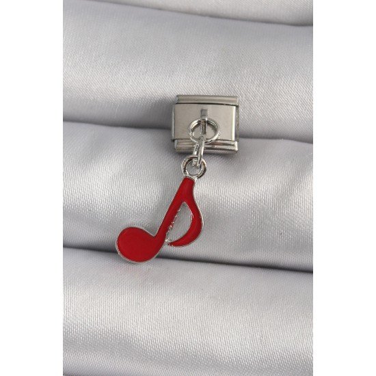 316L Çelik Gümüş Renk Kırmızı Nota Model Nomination Charm 316L Çelik Gümüş Renk Kırmızı Nota Model Nomination Charm