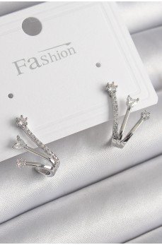 Pirinç Gümüş Renk Zirkon Taşlı Kadın Küpe