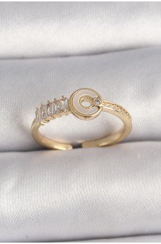 Pirinç Gold Renk Zirkon Taşlı Ayarlanabilir Kadın Yüzük Pirinç Gold Renk Zirkon Taşlı Ayarlanabilir Kadın Yüzük