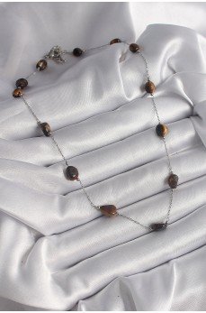 316L Çelik Gümüş Renk Zincir Kahverengi Doğaltaş Model Kadın Kolye 316L Çelik Gümüş Renk Zincir Kahverengi Doğaltaş Model Kadın Kolye