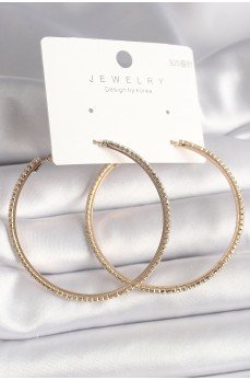 Pirinç Gold Renk Zirkon Taşlı Halka Model Kadın Küpe