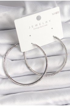 Pirinç Gümüş Renk Zirkon Taşlı Halka Model Kadın Küpe Pirinç Gümüş Renk Zirkon Taşlı Halka Model Kadın Küpe