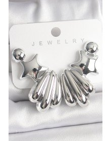 Gümüş Renk Yıldız Deniz Kabuğu Model CCB Plastik Kadın Küpe Seti