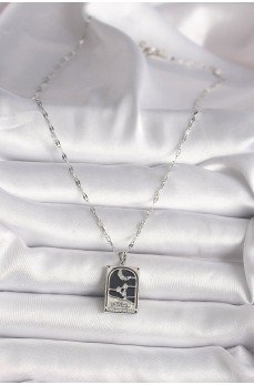 316L Çelik Gümüş Renk Zirkon Taşlı  Ay Figürlü Taror Model Kadın Kolye