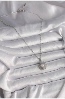 316L Çelik Gümüş Renk Zincir Beyaz Mineli Güneş Model Kadın Kolye 316L Çelik Gümüş Renk Zincir Beyaz Mineli Güneş Model Kadın Kolye