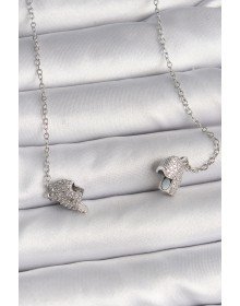 316L Çelik Gümüş Renk Zirkon Taşlı Mıknatıslı Kalp Model Kadın Kolye