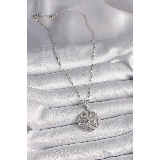 316L Çelik Gümüş Renk Zincir Zirkon Taşlı Lotus Model Kadın Kolye 316L Çelik Gümüş Renk Zincir Zirkon Taşlı Lotus Model Kadın Kolye