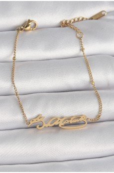 316L Çelik Gold Renk Atatürk İmza Model Kadın Bileklik 316L Çelik Gold Renk Atatürk İmza Model Kadın Bileklik