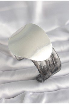 Siyah Mermer Desen Akrilik Pilastik Gümüş Plaka Model Vintage Kadın Bilezik