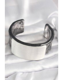 Siyah Mermer Desen Akrilik Plastik Dikdörtgen Plaka Model Vintage Kadın Bilezik