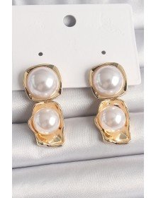 Pirinç Gold Renk İnci Kare Model Kadın Küpe