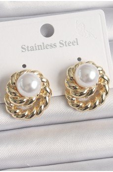 Pirinç Gold Renk İncili Sarmal Burgu Model Kadın Küpe Pirinç Gold Renk İncili Sarmal Burgu Model Kadın Küpe