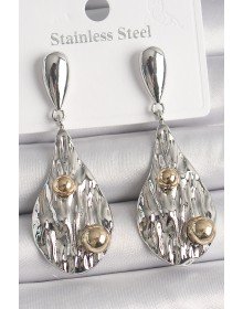 Pirinç Gümüş Renk Sallantı Damla Model Gold Topçuk Detay Kadın Küpe