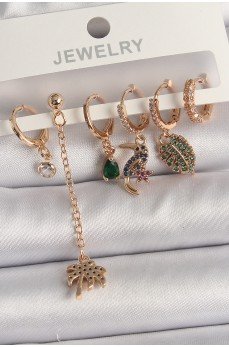 Pirinç Gold Renk Sallantı Zirkon Taşlı Ağaç Figür Kadın Küpe Seti Pirinç Gold Renk Sallantı Zirkon Taşlı Ağaç Figür Kadın Küpe Seti