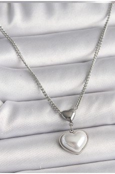 316L Çelik Gümüş Renk Zincir 3D Kalp Model Kadın Kolye