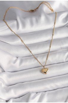 316L Çelik Gold Renk Zincir Love İşlemeli Kalp Figür Kadın Kolye